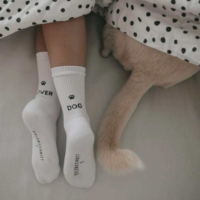 Eulenschnitt Socken Dog Lover weiß Größe 35-38