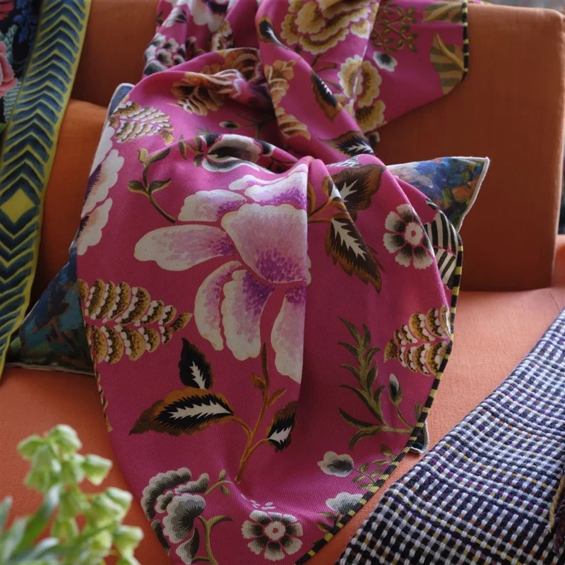 Merinowolldecke ROSE DE DAMAS CERISE