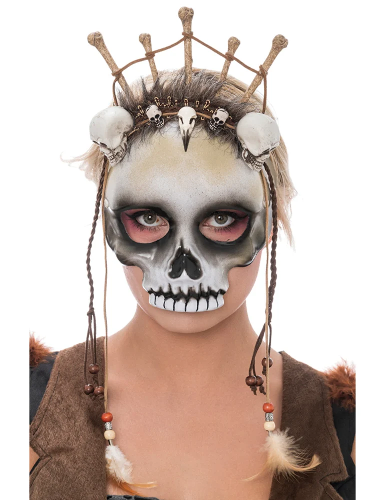 Halloween Maske "Voodoo Priesterin" | Totenköpfe