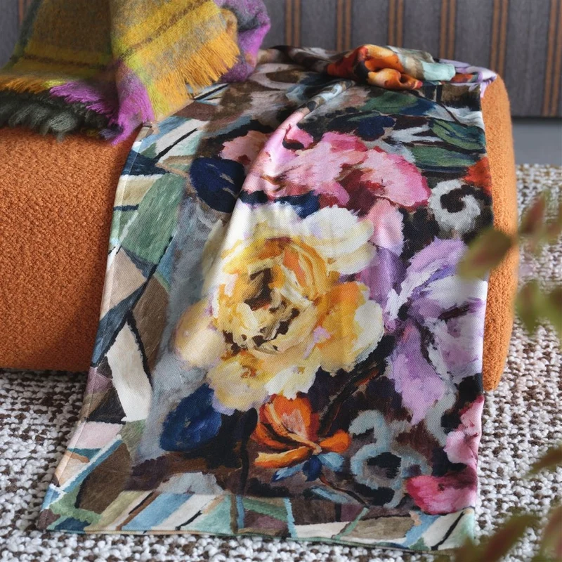 Merinowolldecke TAPESTRY FLOWER DAMSON