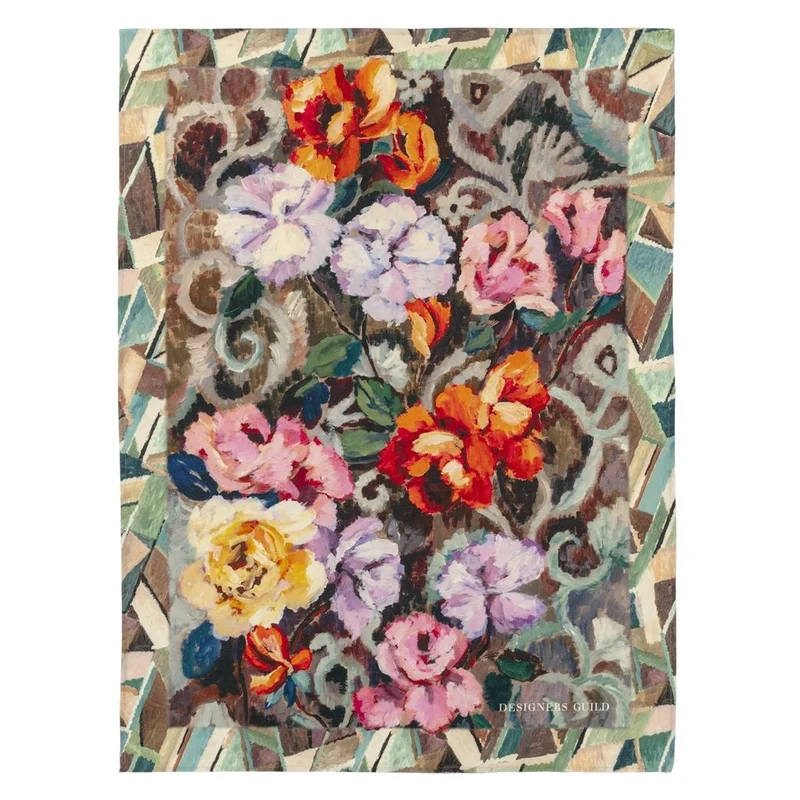 Merinowolldecke TAPESTRY FLOWER DAMSON