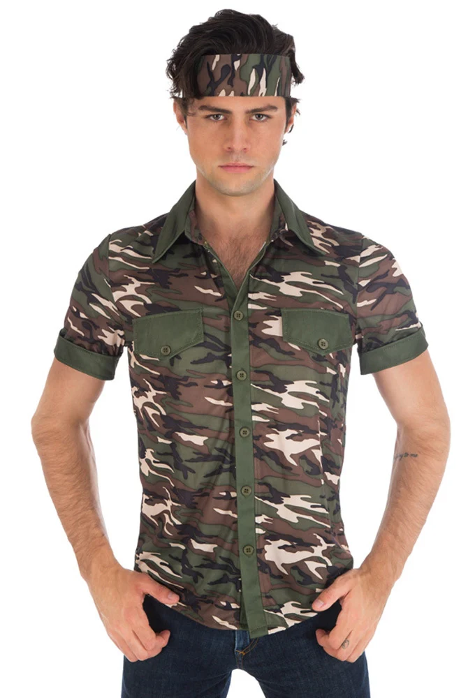 Camouflage Shirt Manuel für Herren - Armee Safari Dschungel Militär Kostüm