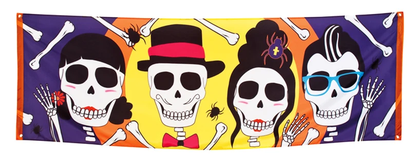 Day of the Dead Halloween Banner Skull Party 220 x 74 cm