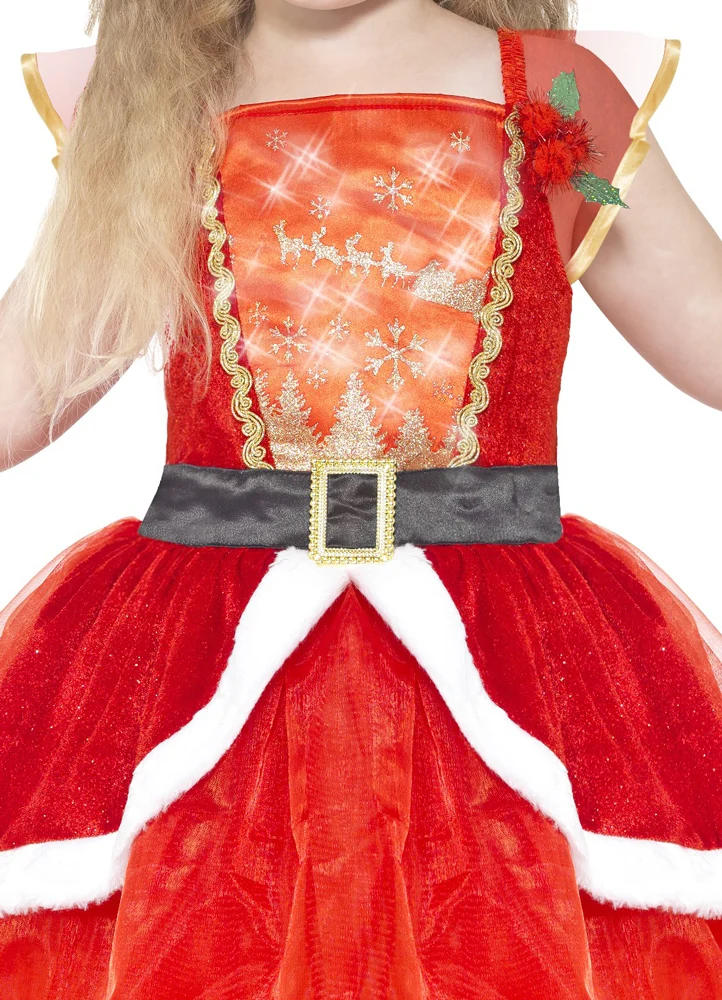 Miss Santa Kostüm mit Lichteffekt für Mädchen