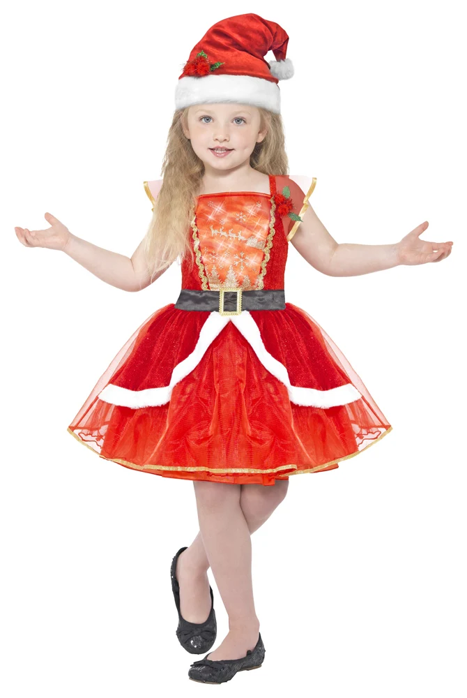 Miss Santa Kostüm mit Lichteffekt für Mädchen