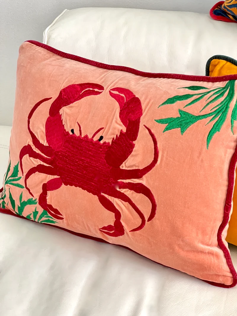 Kissen Tropical KRABBE, Baumwollsamt 40x60cm