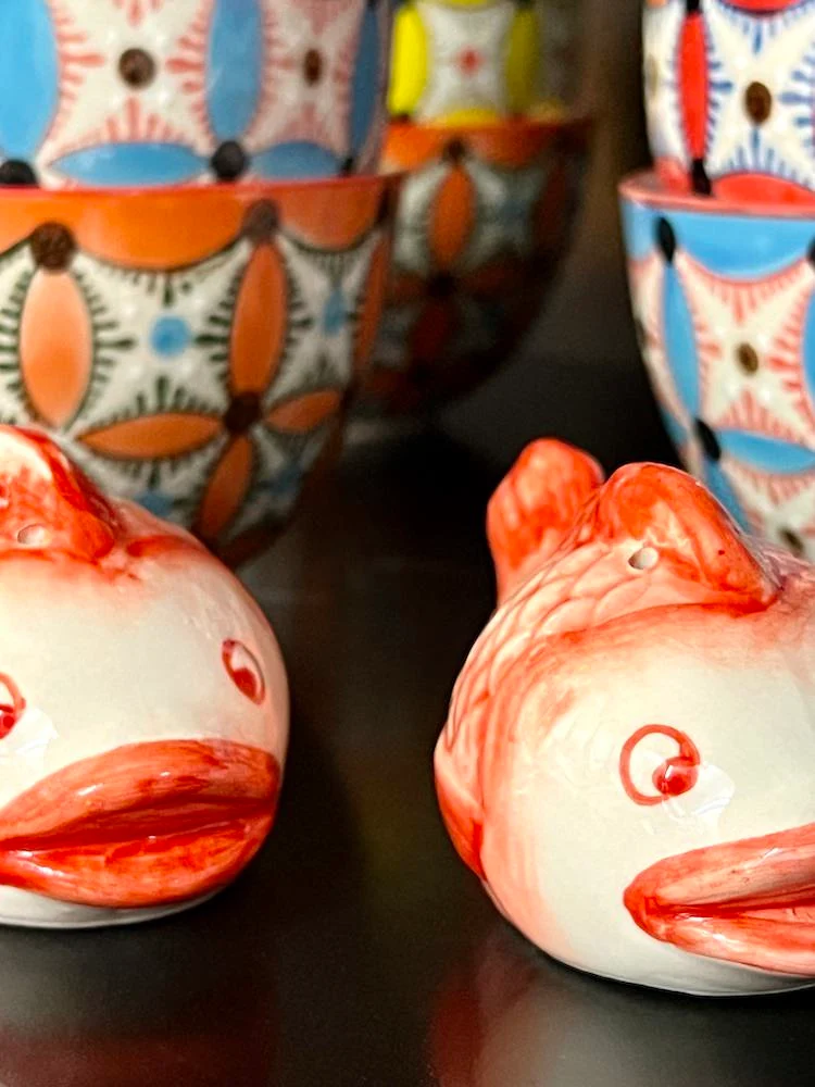 Salz- und Pfefferstreuer FISHES pink rot