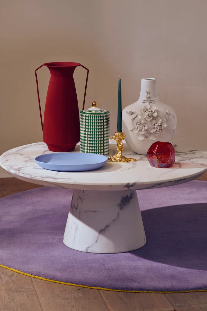 Couchtisch DISC MARBLE LOOK, weiss, ø100 cm