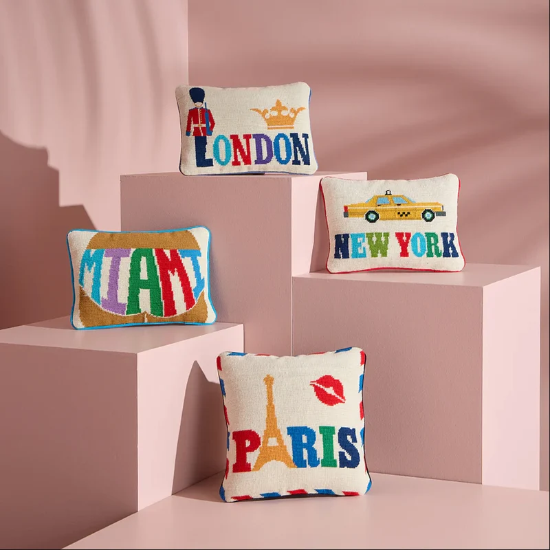 Kissen JET SET NEEDLEPOINT MIAMI mehrfarbig