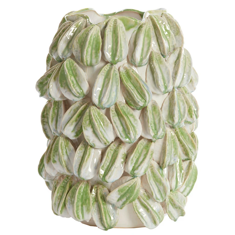 Vase CARAMBOLA, crème+grün, 35x33x47 cm