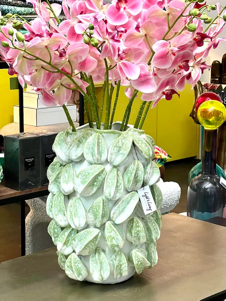 Vase CARAMBOLA, crème+grün, 35x33x47 cm