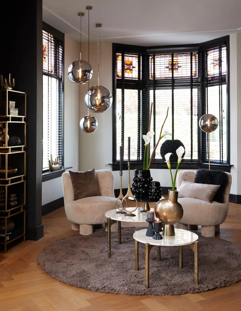Stehleuchte MEDINA Rauchglas + Gold Ø30x160 cm