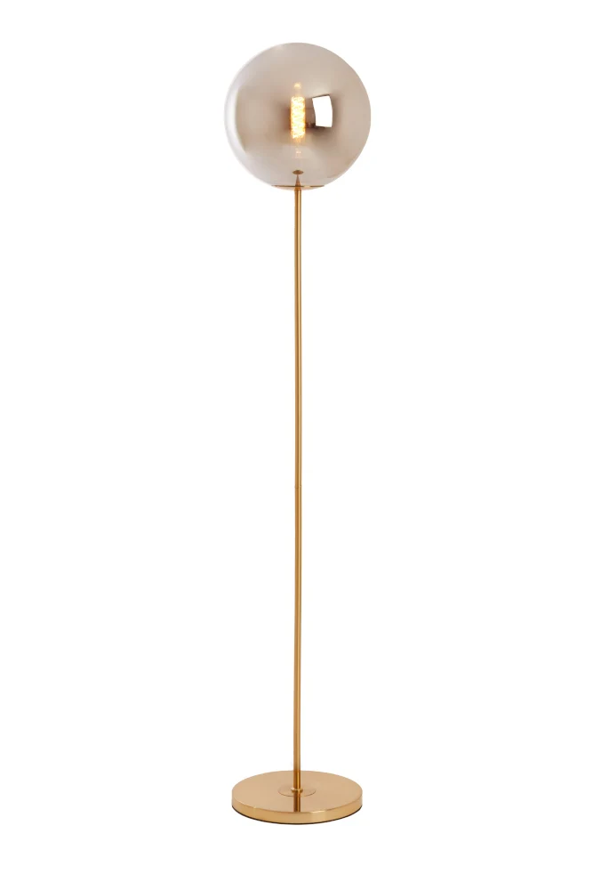 Stehleuchte MEDINA Rauchglas + Gold Ø30x160 cm