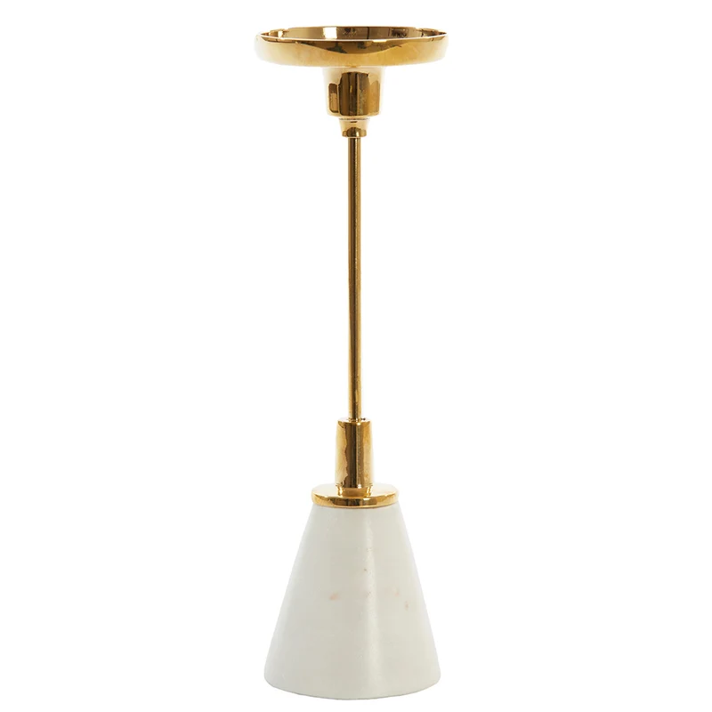 Kerzenhalter JOLIAN Marmor weiß, gold, H28 cm