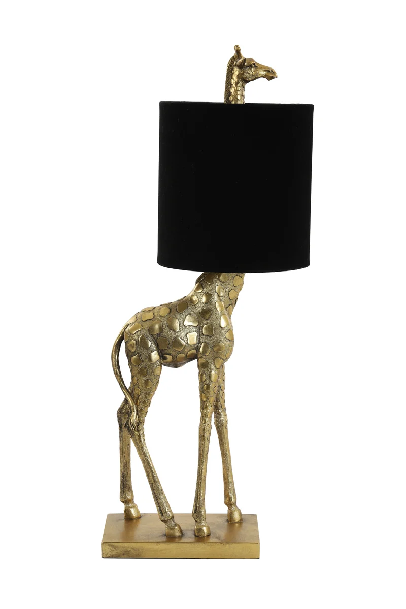 Tischlampe GIRAFFE, antik bronze+samt schwarz