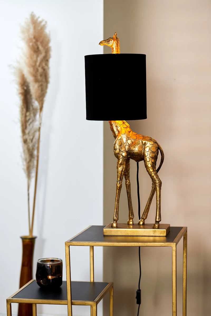 Tischlampe GIRAFFE, antik bronze+samt schwarz