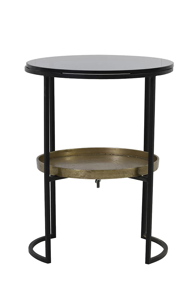 Beistelltisch ROWDY Glas schwarz+antik Bronze