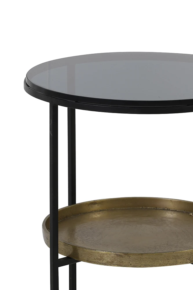 Beistelltisch ROWDY Glas schwarz+antik Bronze