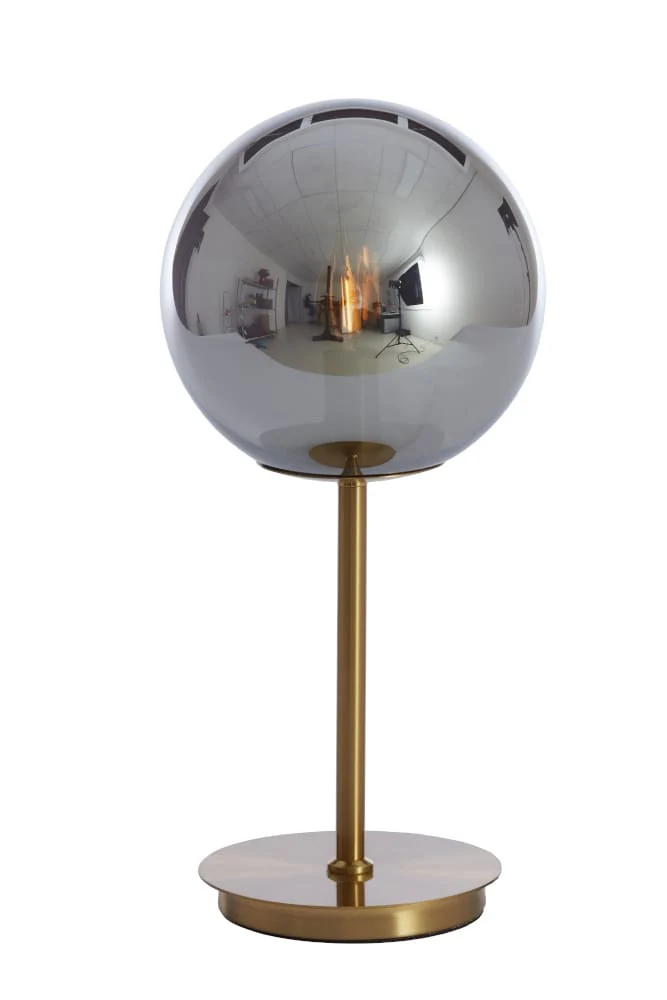 Tischleuchte MEDINA, Rauchglas + Gold, Ø20x43 cm