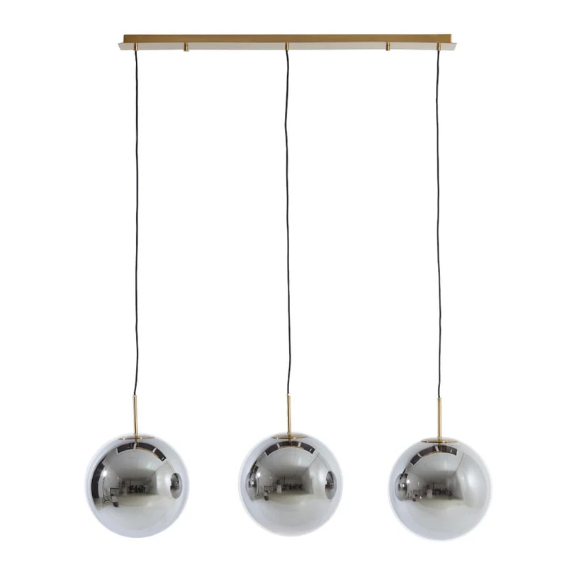Hängeleuchte 3L MEDINA Rauchglas + Gold 120x30x30 cm