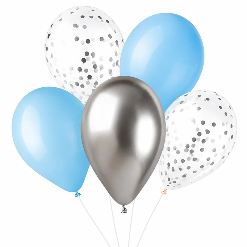 Latexballon 33 cm Blau Silber | 6 Stück
