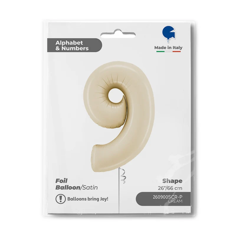 Riesenzahl Folienballon 26"/66cm | Satin Cream #9