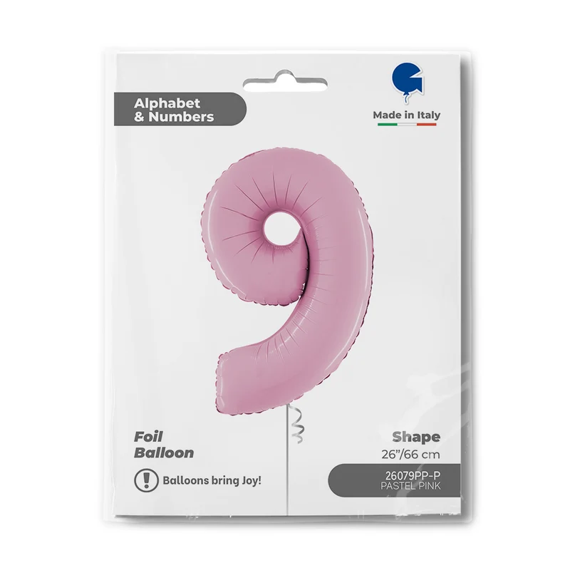 Riesenzahl Folienballon 26"/66cm | Pastel Pink #9