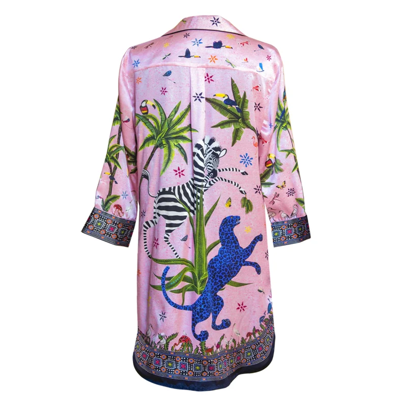 Seidenhemd JUNGLE PINK, 100% Seide