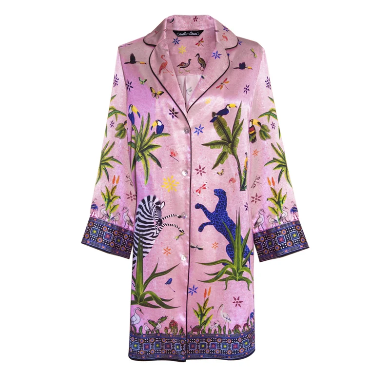 Seidenhemd JUNGLE PINK, 100% Seide