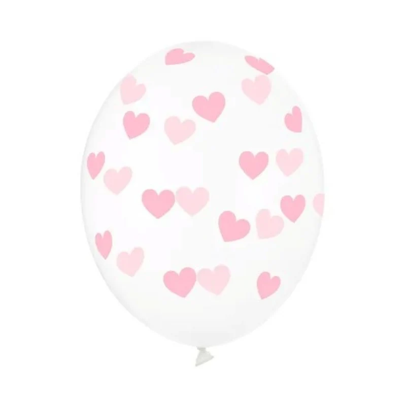 Latexballon Ø30cm "rosa Herzen" Crystal Clear | 6 Stück
