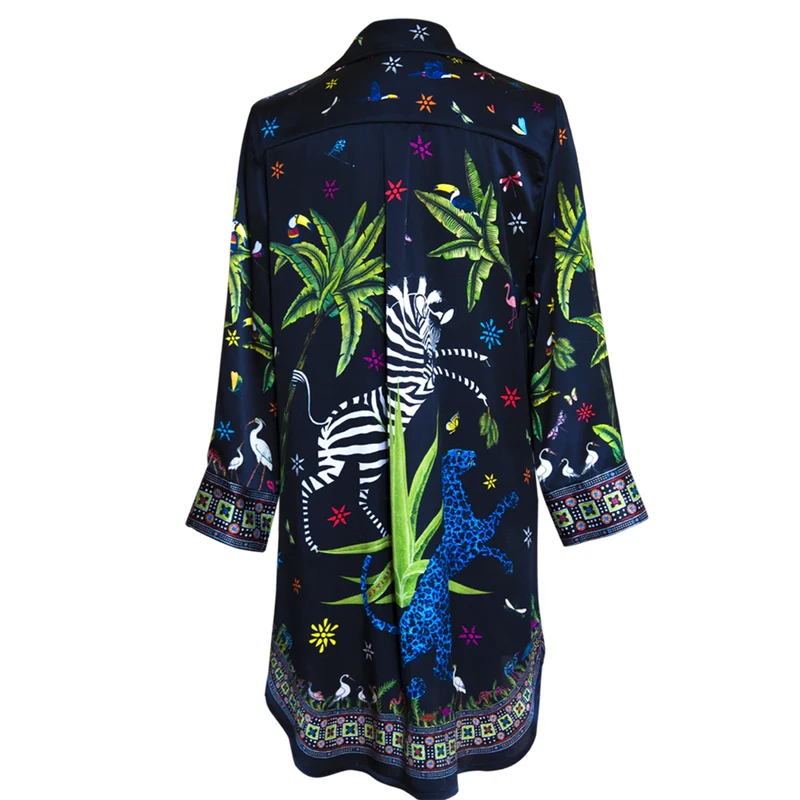 Seidenhemd JUNGLE BLACK, 100% Seide