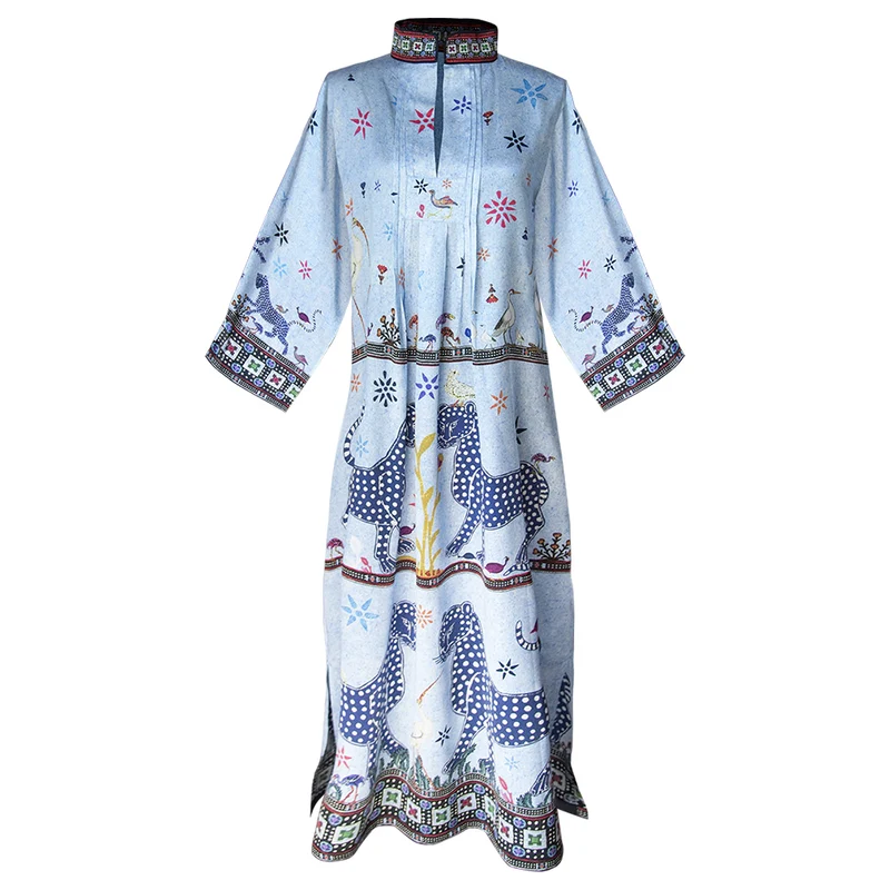 Kaftan CELEST, hellblau, 100% Seide