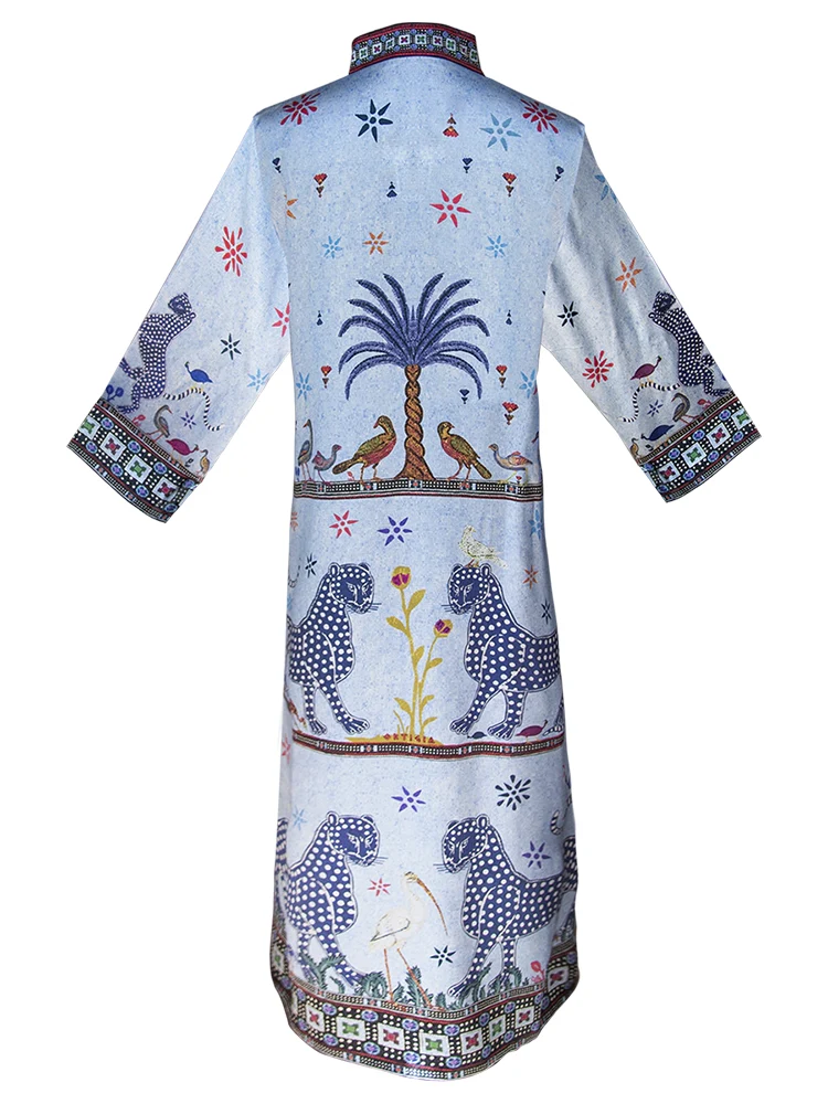 Kaftan CELEST, hellblau, 100% Seide