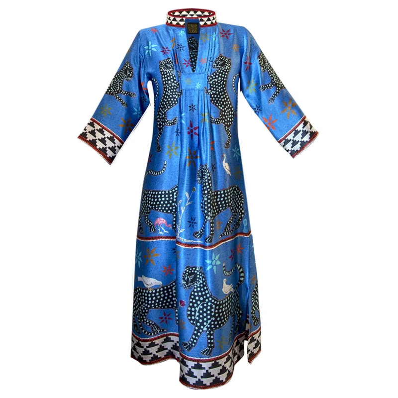 Kaftan MOSAIC BLUE, 100% Seide