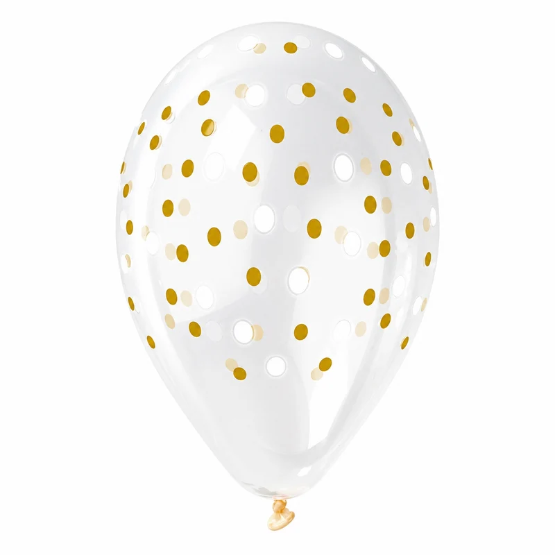 Latexballon 33 cm Golden Dots Weiß Gold | 5 Stück