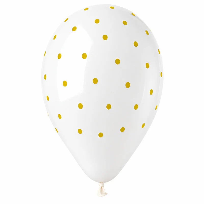 Latexballon 33 cm Chic Dots Weiß Schwarz Gold | 5 Stück