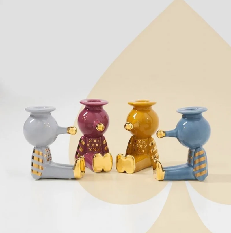 PINOCCHIETTO Kerzenhalter in grau-gold von Bosa