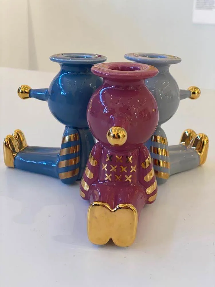 PINOCCHIETTO Kerzenhalter in grau-gold von Bosa
