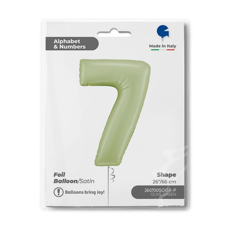 Riesenzahl Folienballon 26"/66cm | Satin Olive #7