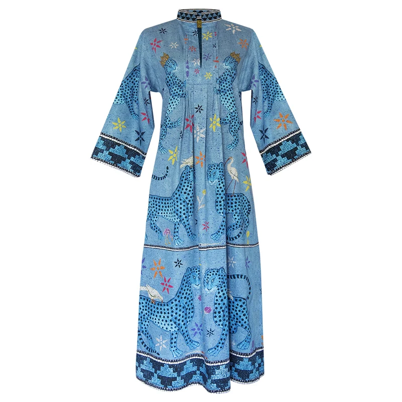 Kaftan MOSAIC, Turchese 100% Baumwolle