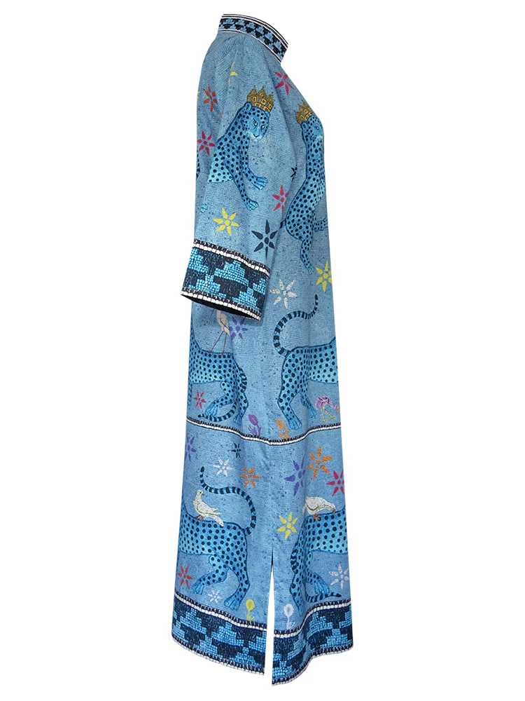 Kaftan MOSAIC, Turchese 100% Baumwolle