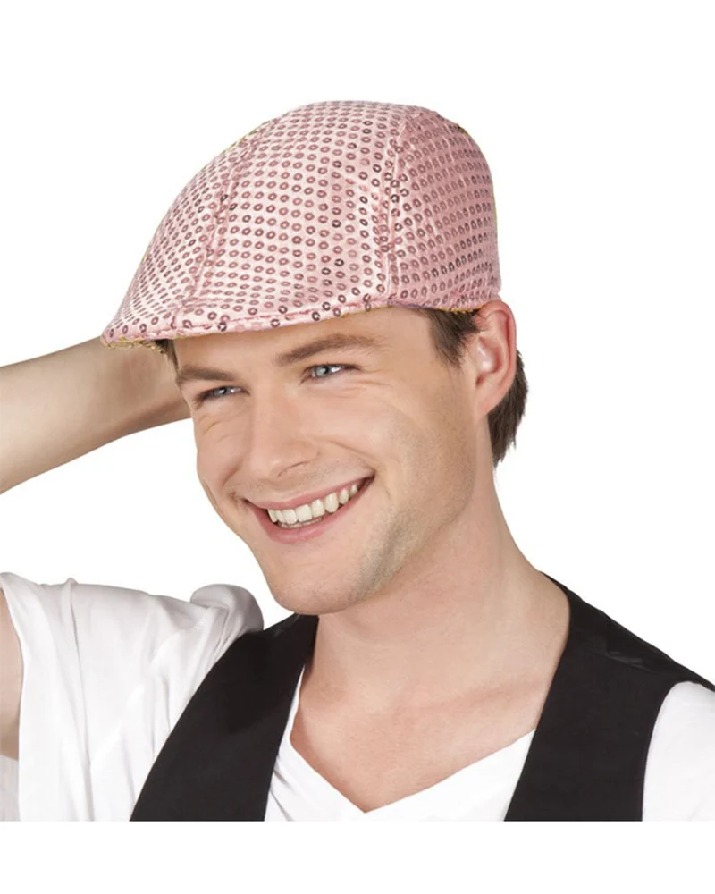 Schiebermütze mit Pailletten - Rosa