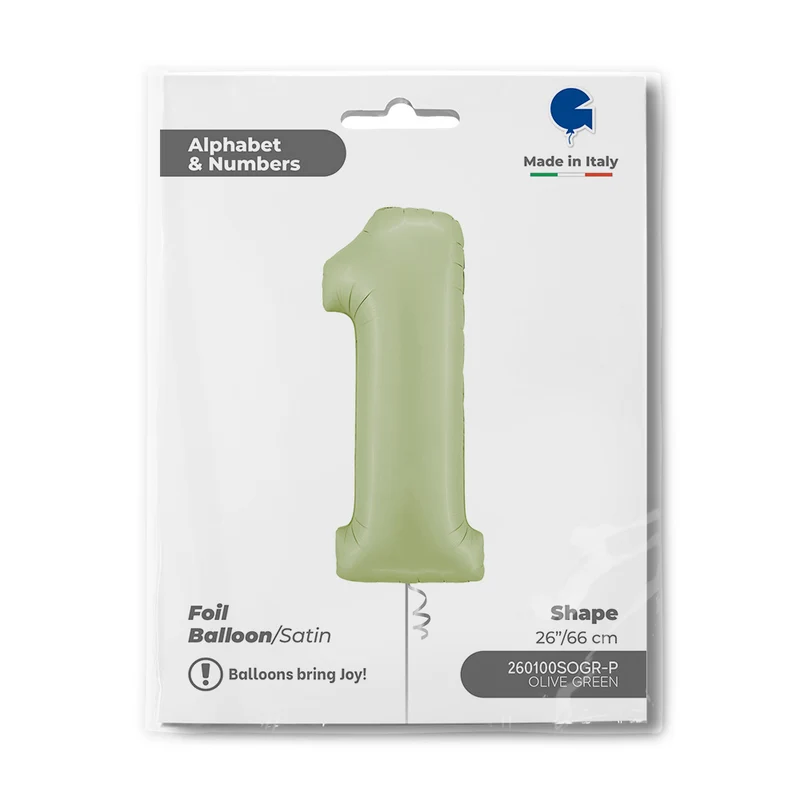 Riesenzahl Folienballon 26"/66cm | Satin Olive #1