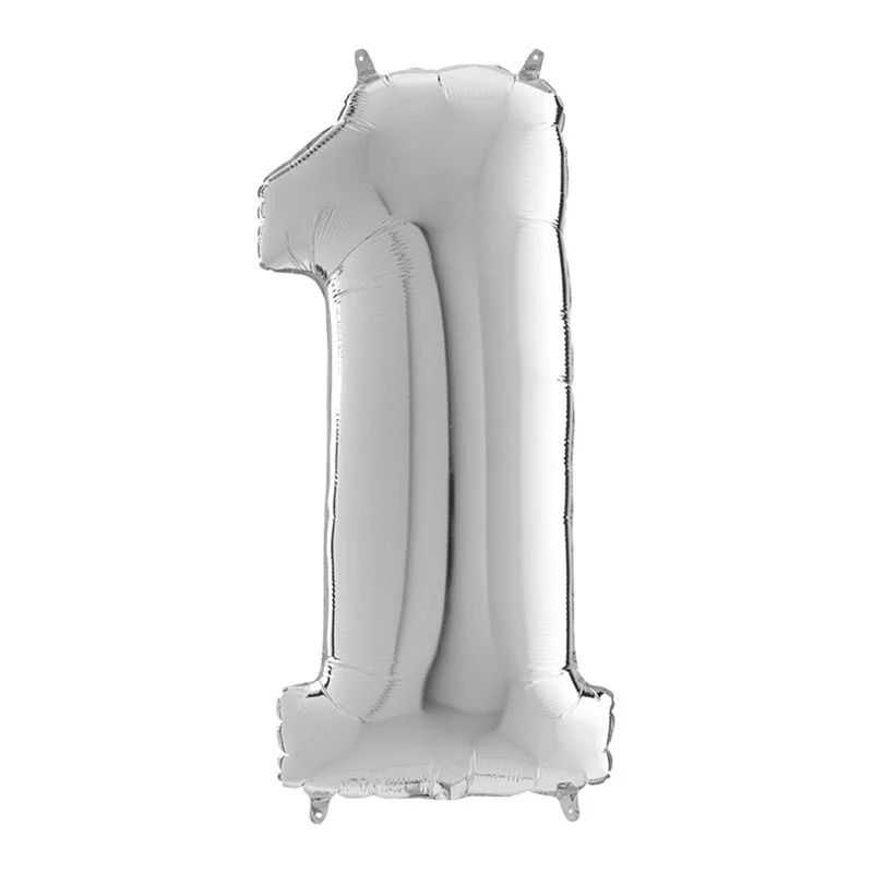 Riesenzahl Folienballon 26"/66cm | Silber #1