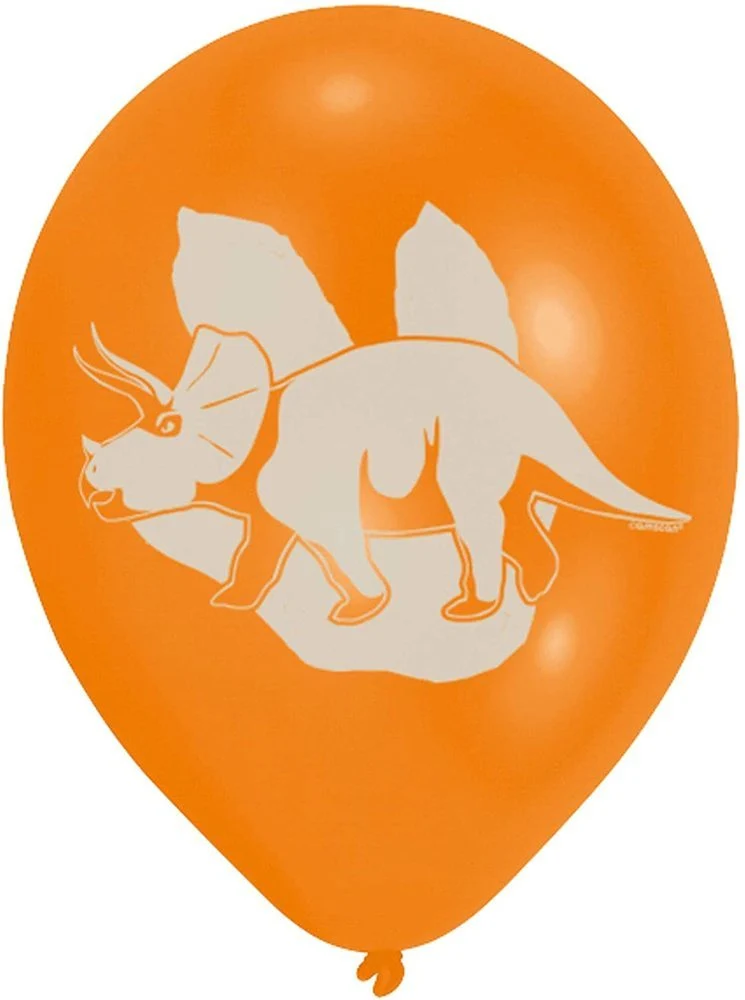 "Dinosaurier" Latexballon Luftballons 27,5 cm - 6 Stück Orange / Grün / Blau