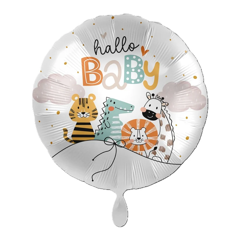 18"/Ø43cm Folienballon "Hallo Baby Tierfreunde"