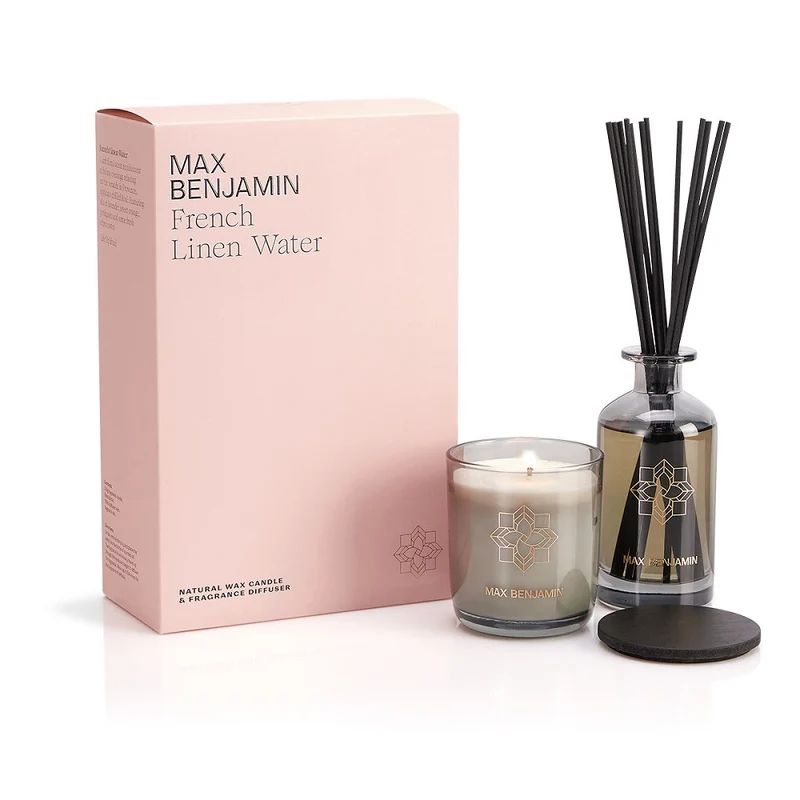 Geschenkset Raumduft + Duftkerze 'FRENCH LINEN WATER'
