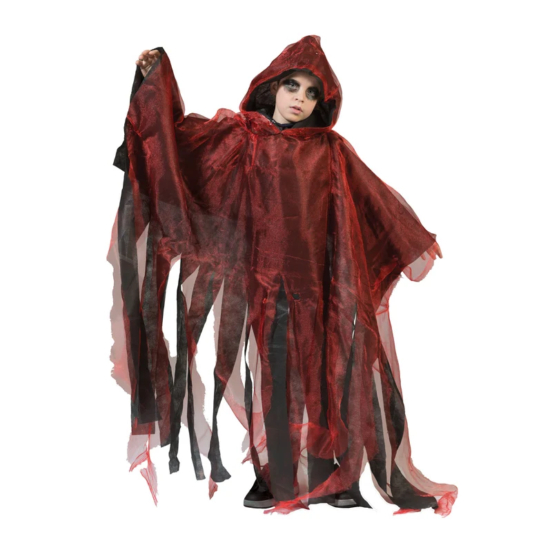 Halloween Umhang mit Kapuze für Kinder | Rot