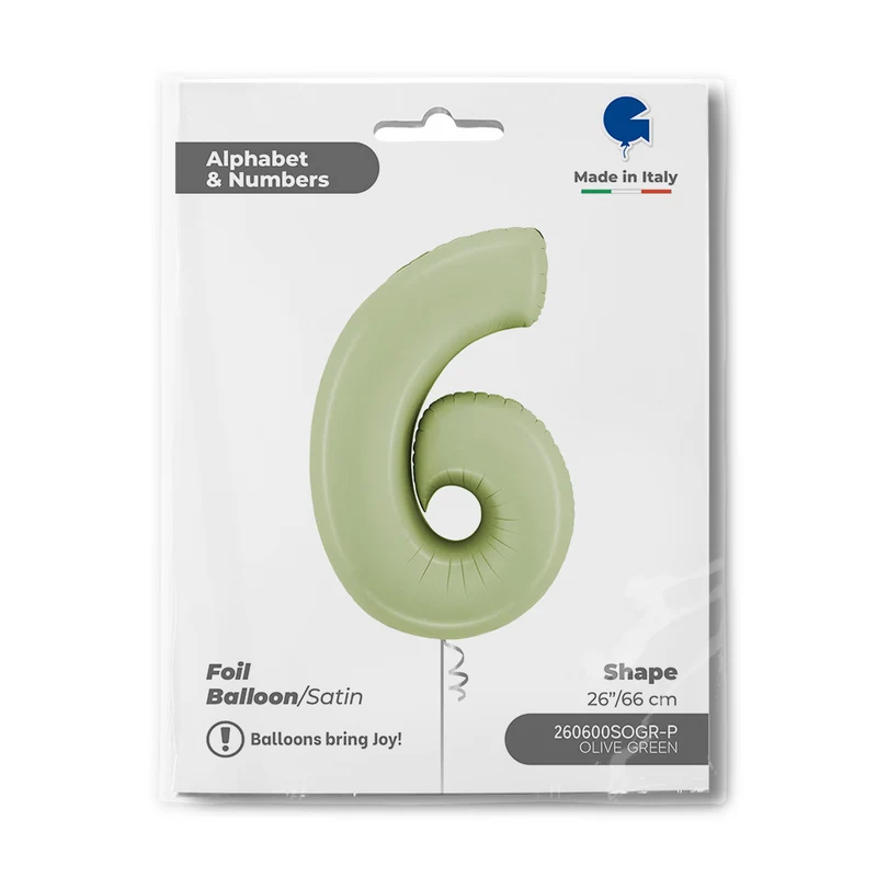 Riesenzahl Folienballon 26"/66cm | Satin Olive #6