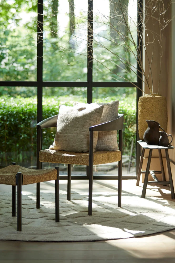 Hocker DELIS braun, Mango + Seegras 44x44x40 cm